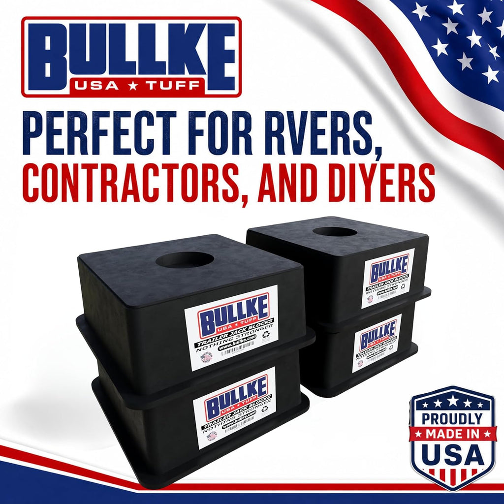 Square Trailer Jack Blocks 4-Pack, USA-Made Heavy Duty RV Leveling Blocks, Stabilizing Jack Pads for Camper, 5th