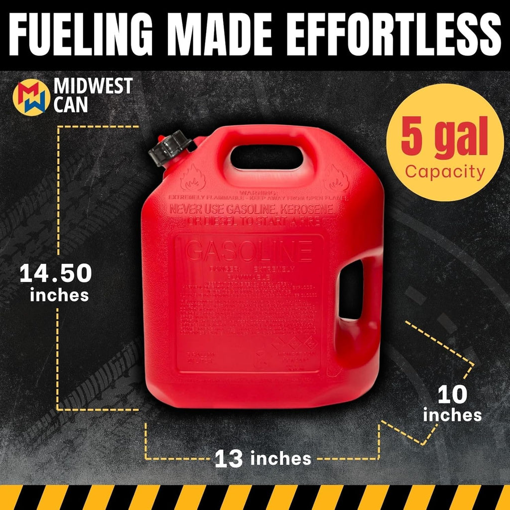 Company 5610 5 Gallon Gas Can Fuel Container Jugs w/Spout (2 Pack) | (2 Pack)