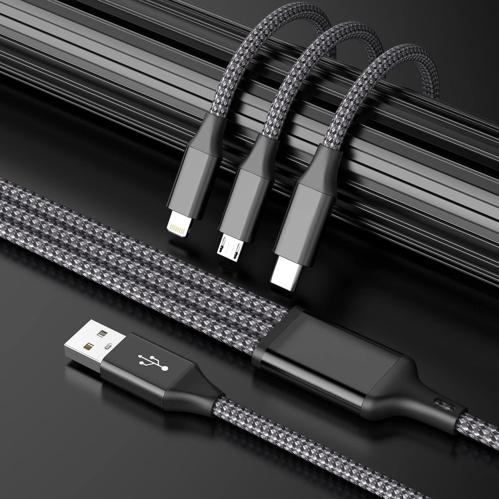 Multi Charging Cable(2Pack 4FT), 3 in 1 USB Charging Cable for Multiple Devices, Braided Universal Phone Charger Cord