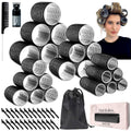 Self Grip Hair Rollers Set, 24 Piece Heatless Curlers with Clips, 4 Sizes Jumbo Rollers (2.5", 2", 1.5", 1") for