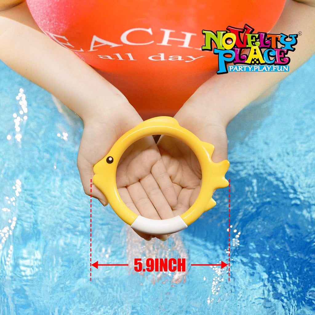 4 Pcs Diving Ring Set - Throw, Dive & Retrieve Toys, Underwater Swimming Pool Play Accessories - Fish Shape Dive