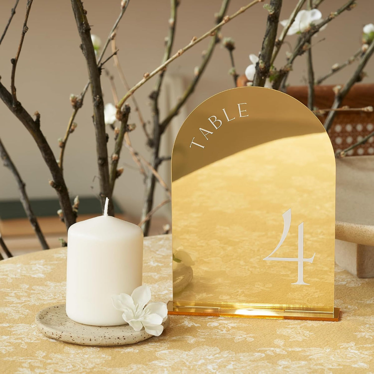 Beautiful Gold Wedding Table Numbers with Stands - Acrylic Signs 1-15