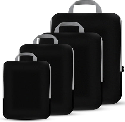 4 Set Compression Packing Cubes Travel - Travel Accessories Expandable Packing Organizers for Carry On - Essentials
