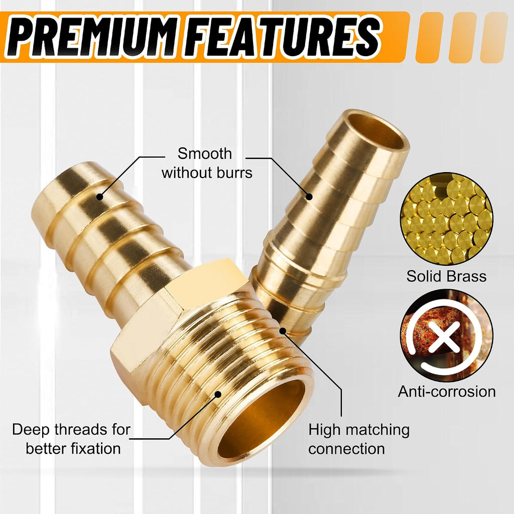 48PCS Brass Hose Barb Fittings with Clamp,Splicer Mender & Adapter