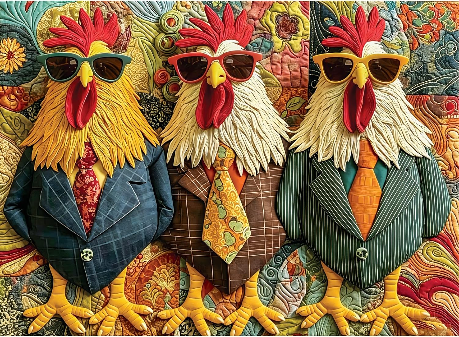 Puzzle for Adult 500 Piece,Fun Chicken Family Puzzle for Adults Seniors,Colorful Rooster Jigsaw Puzzle with Large