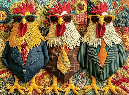 Puzzle for Adult 500 Piece,Fun Chicken Family Puzzle for Adults Seniors,Colorful Rooster Jigsaw Puzzle with Large