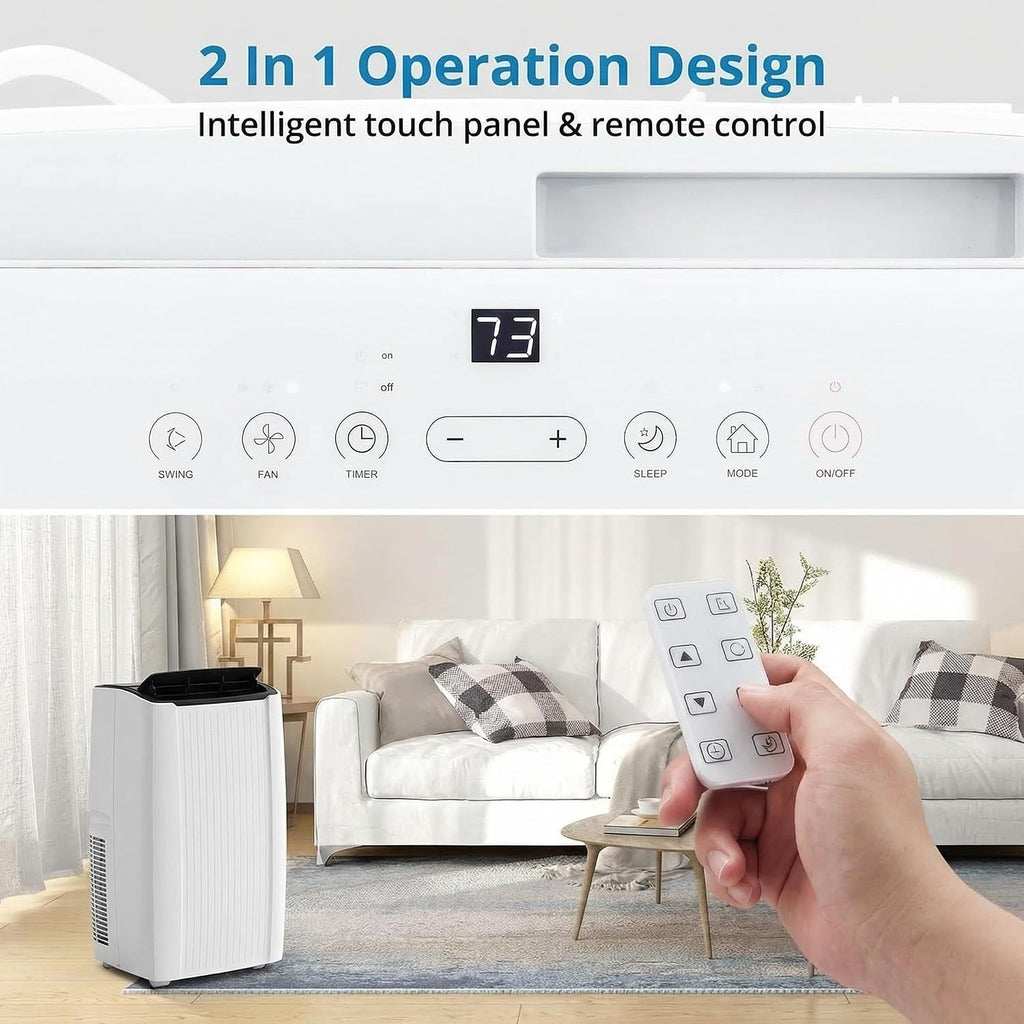 Portable Air Conditioner, 14000 BTU Portable AC Unit with Dehumidifier, Fan and Remote Control, Energy Efficient