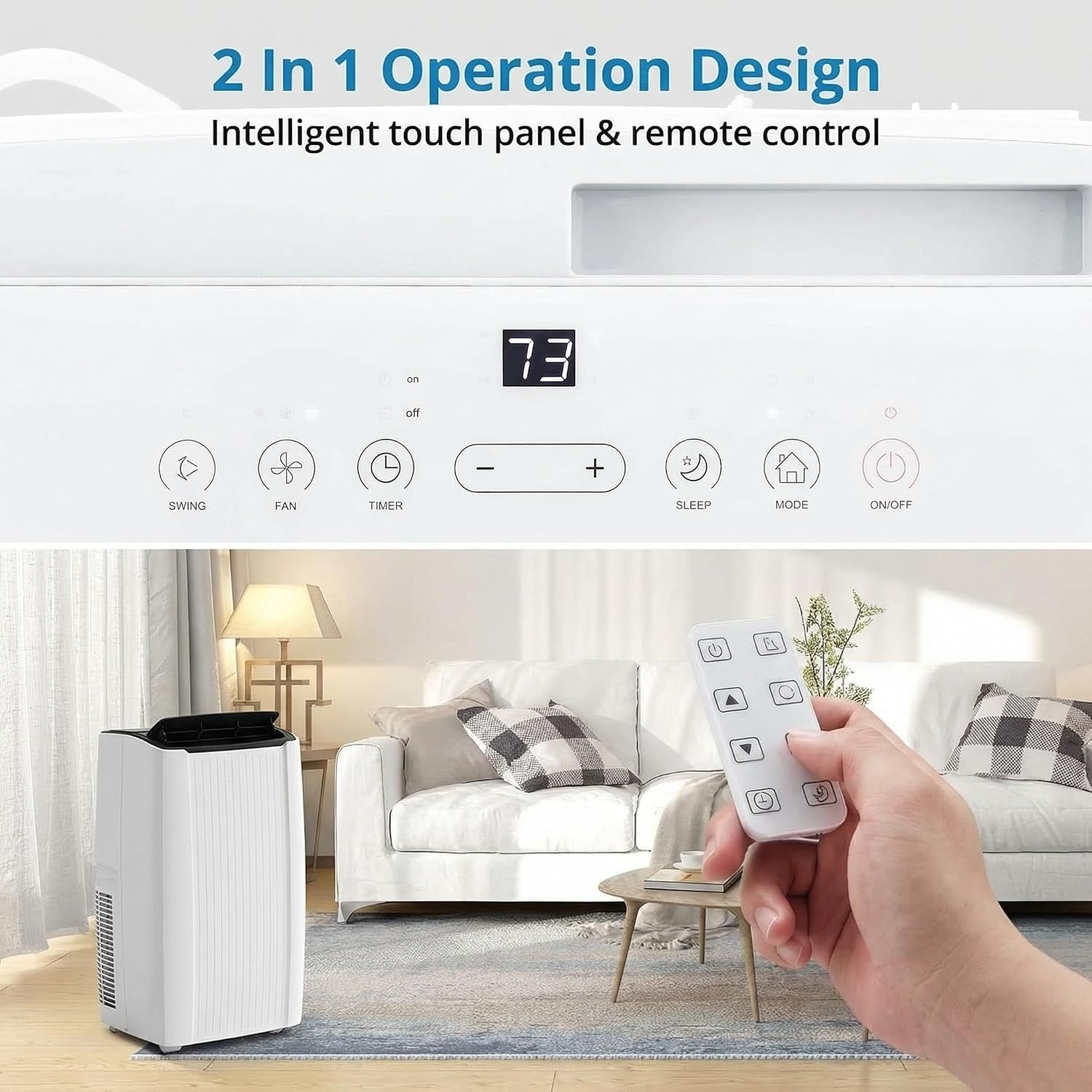 Portable Air Conditioner, 14000 BTU Portable AC Unit with Dehumidifier, Fan and Remote Control, Energy Efficient