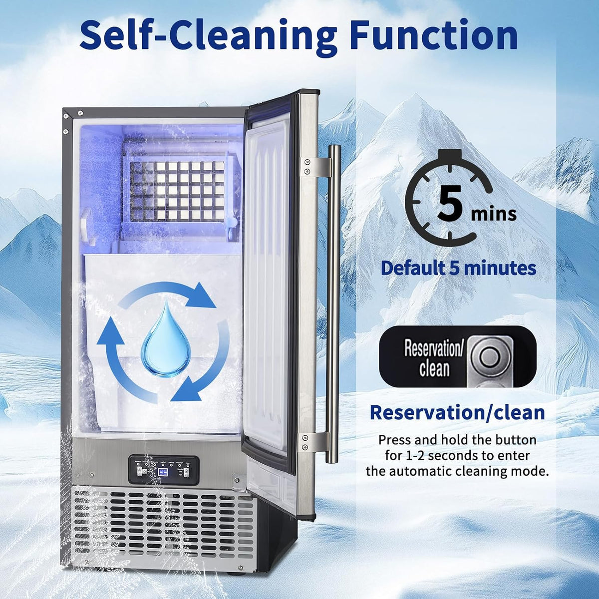 100LBS/24H Undercounter Ice Maker Machine with 30LBS Storage Bin