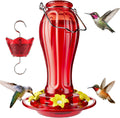 Glass Hummingbird Feeders, 18oz Large Capacity, Red