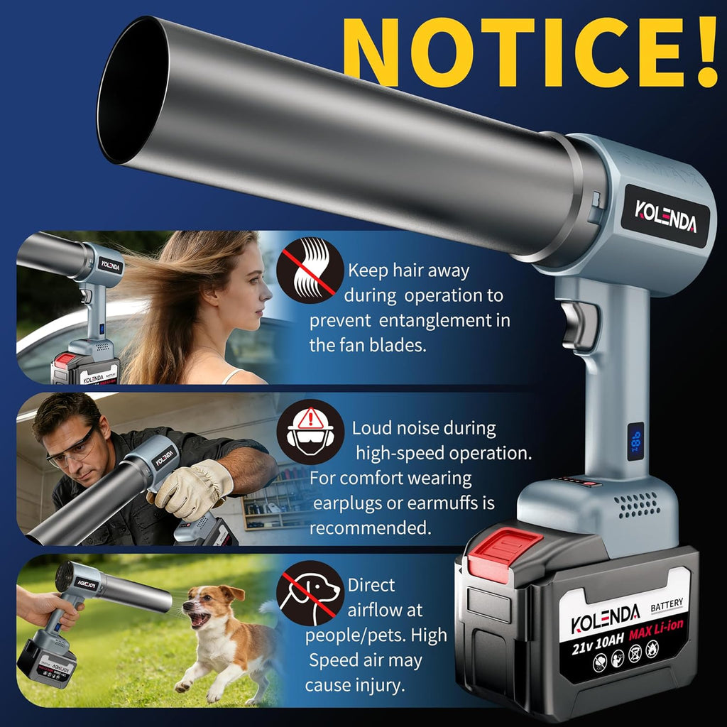 Handheld Cordless Lightweight Powerful Car Dryer Air Blower with 1800G & 335MPH Powerful, Air Duster Electric Leaf Blower Cleaning Dryer Turbo for Patio Cleaning, Lawn Care and Car Drying