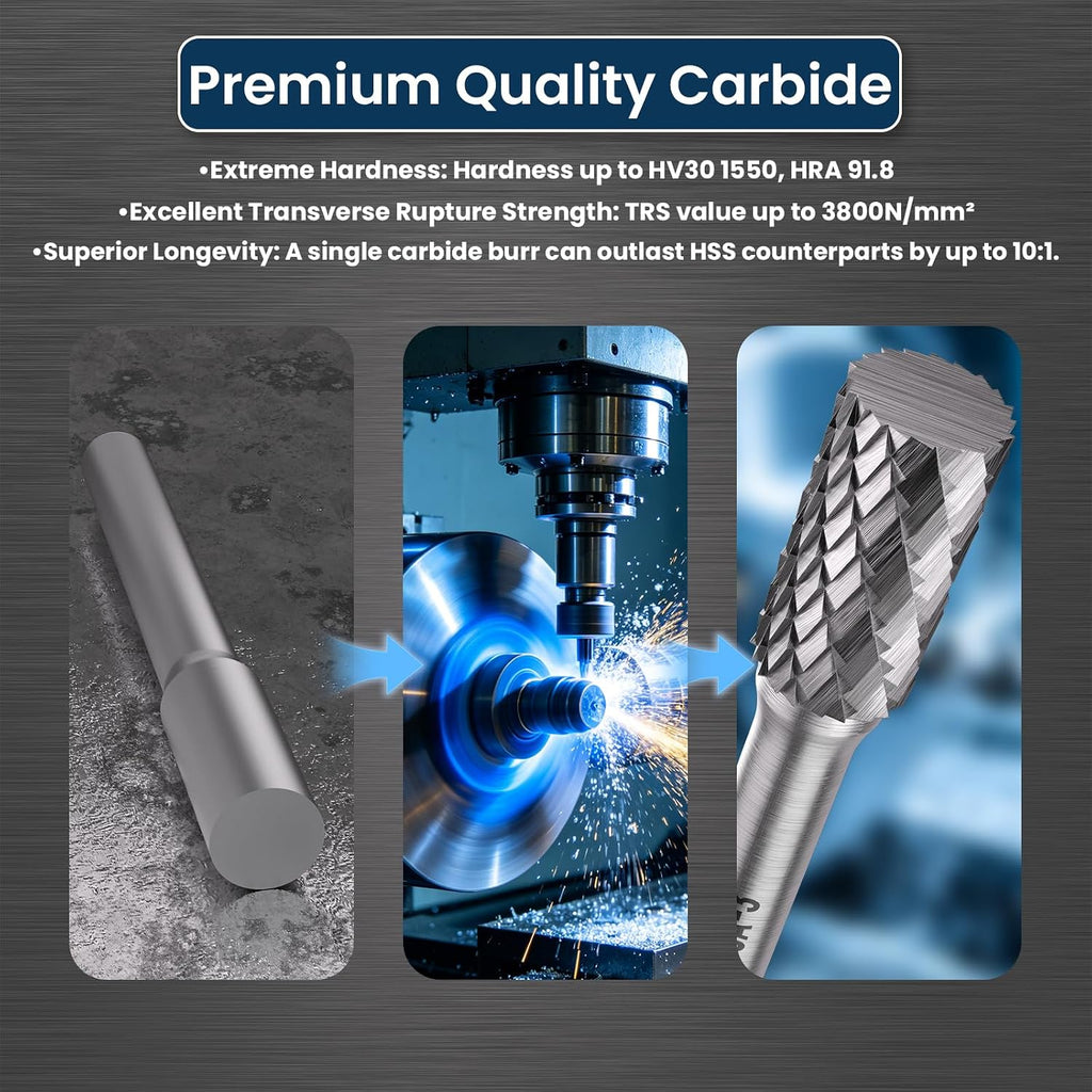 LU&MN SA-3 Tungsten Carbide Burr, 3/8" Head 1/4" Shank, 1 Pc