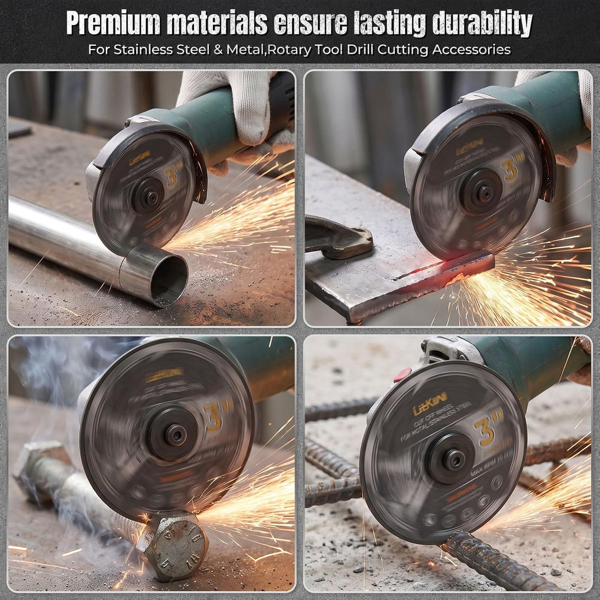 10Pcs 2Inch(50mm) Die Grinder Cut Off Wheel with Mounting Mandrel 3/8"Arbor