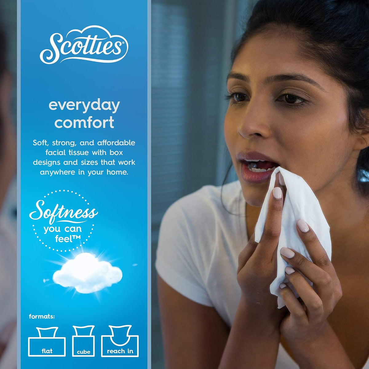 Everyday Comfort Facial Tissues, 2-Ply, 92 Tissues Per Box, (Pack of 4)