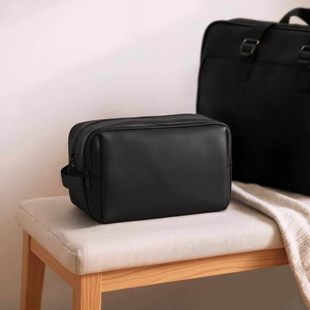 Large Travel Cosmetic Bag, Dopp Kit, Shaving Bag, Black
