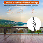 10 Pack Wrought Iron Balusters, 44" Decorative Stair Deck Railings