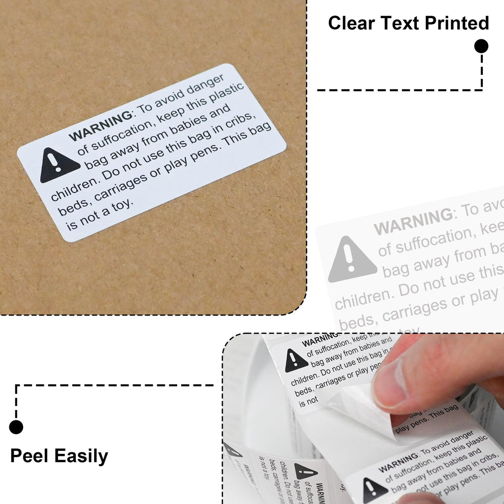 Suffocation Warning Labels 2" x 1", 1000 Labels per Roll