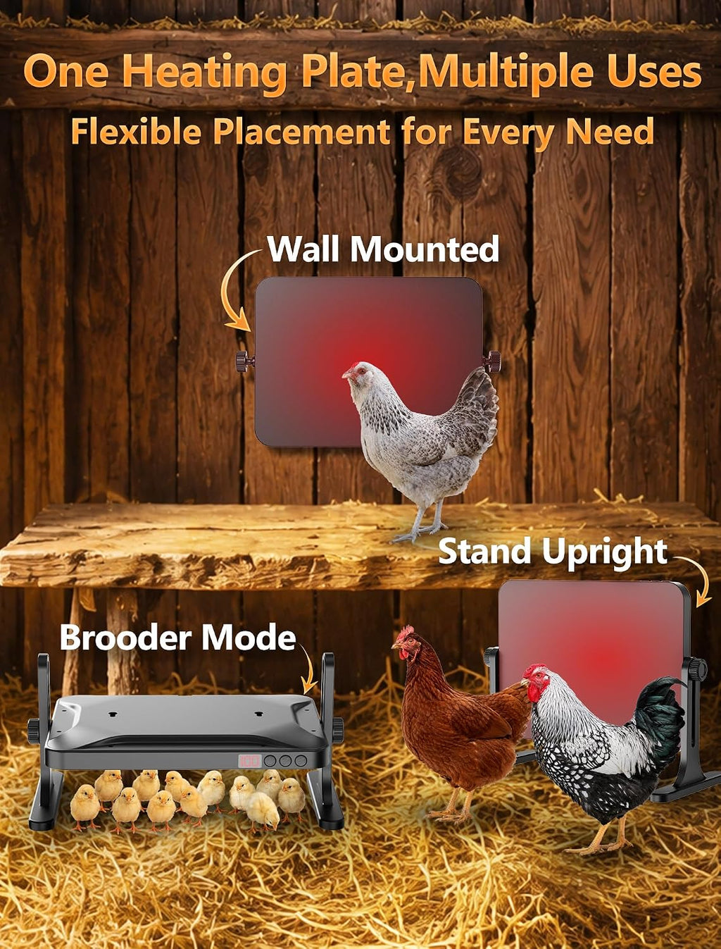 2026 Smart Chicken Coop Heater, 200W Brooder Plate, Certified,Black
