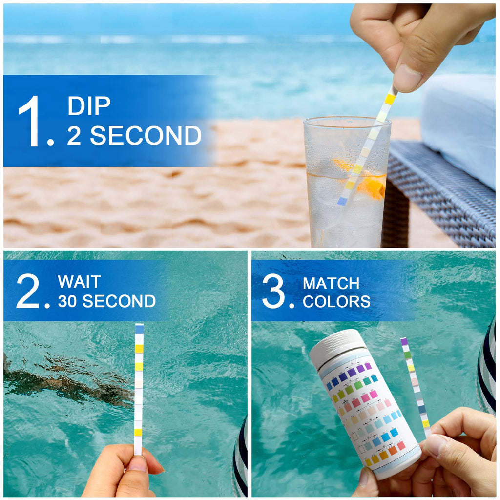 Hot Tub and Pool Test Strips, 7in1 50ct Quick & Accurate Spa Test Strips,Pool Water Test Kit, Salt Testing Kit for