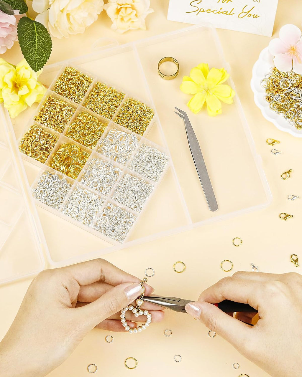 2400PCS Jump Rings Kit for Jewelry Making and Craft Supplies ﻿﻿ ﻿ | Gold/Silver Jump Rings,Lobster Clasps &