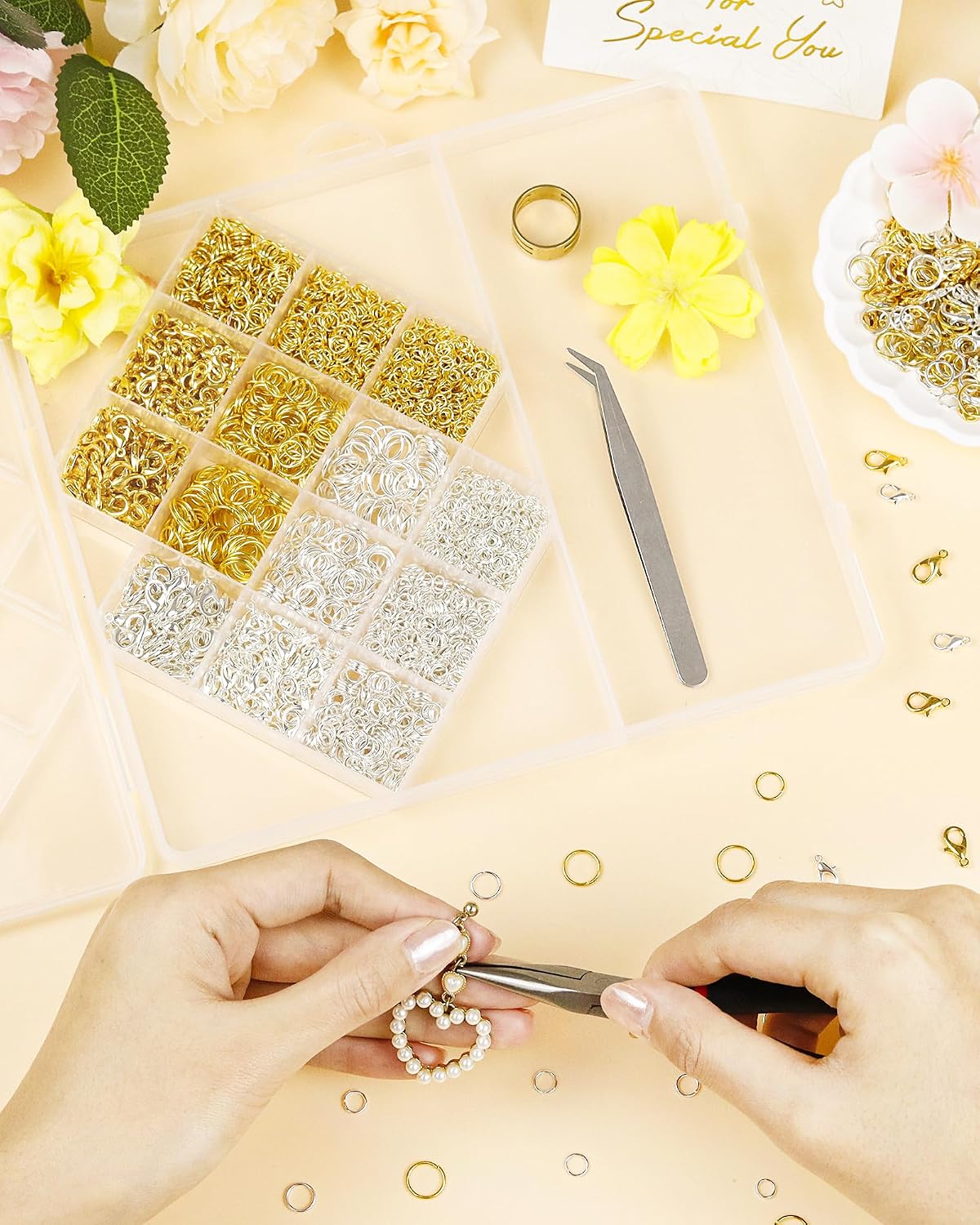 2400PCS Jump Rings Kit for Jewelry Making and Craft Supplies ﻿﻿ ﻿ | Gold/Silver Jump Rings,Lobster Clasps &