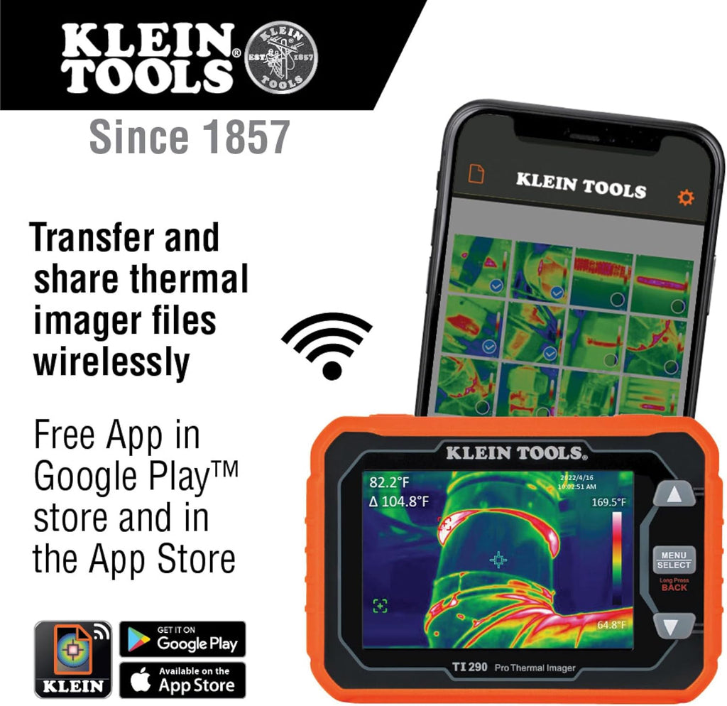 Klein Tools TI290 Rechargeable PRO Thermal Imaging Camera, Over 76,800 Pixels, Wi-Fi Data Transfer, 3 Palettes, High/Low Temperature Points