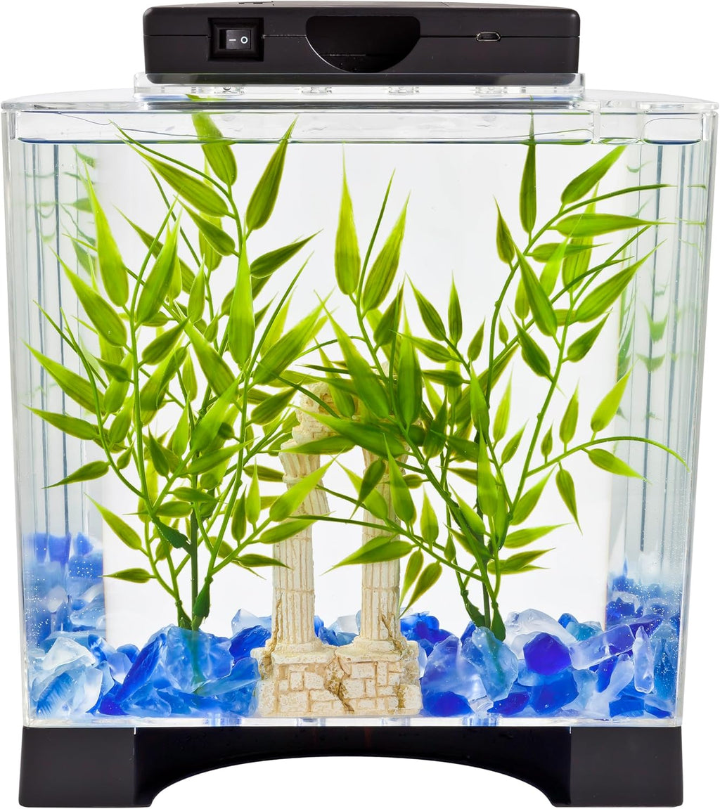 LED Half Moon 1.1 Gallon Fish Tank Kit for Betta Fish