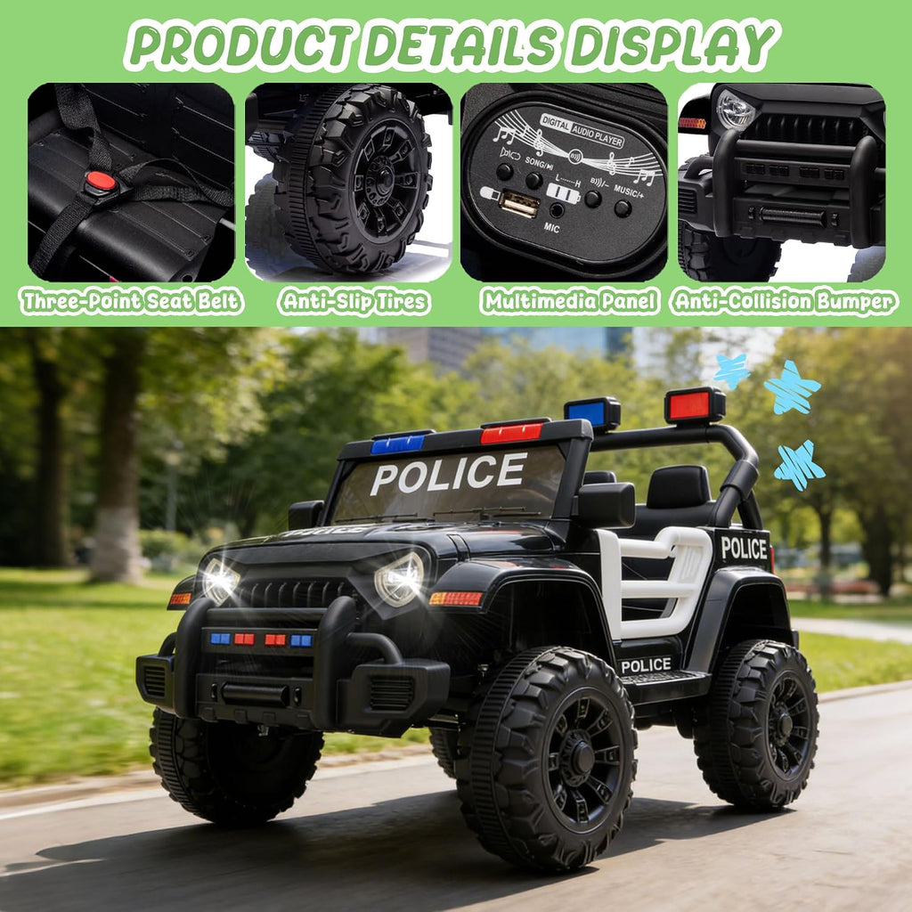 12V Ride on Toys for Toddlers, Kids' Electric Vehicles W/Parents Control, Ride on Truck Car with Music, Bluetooth