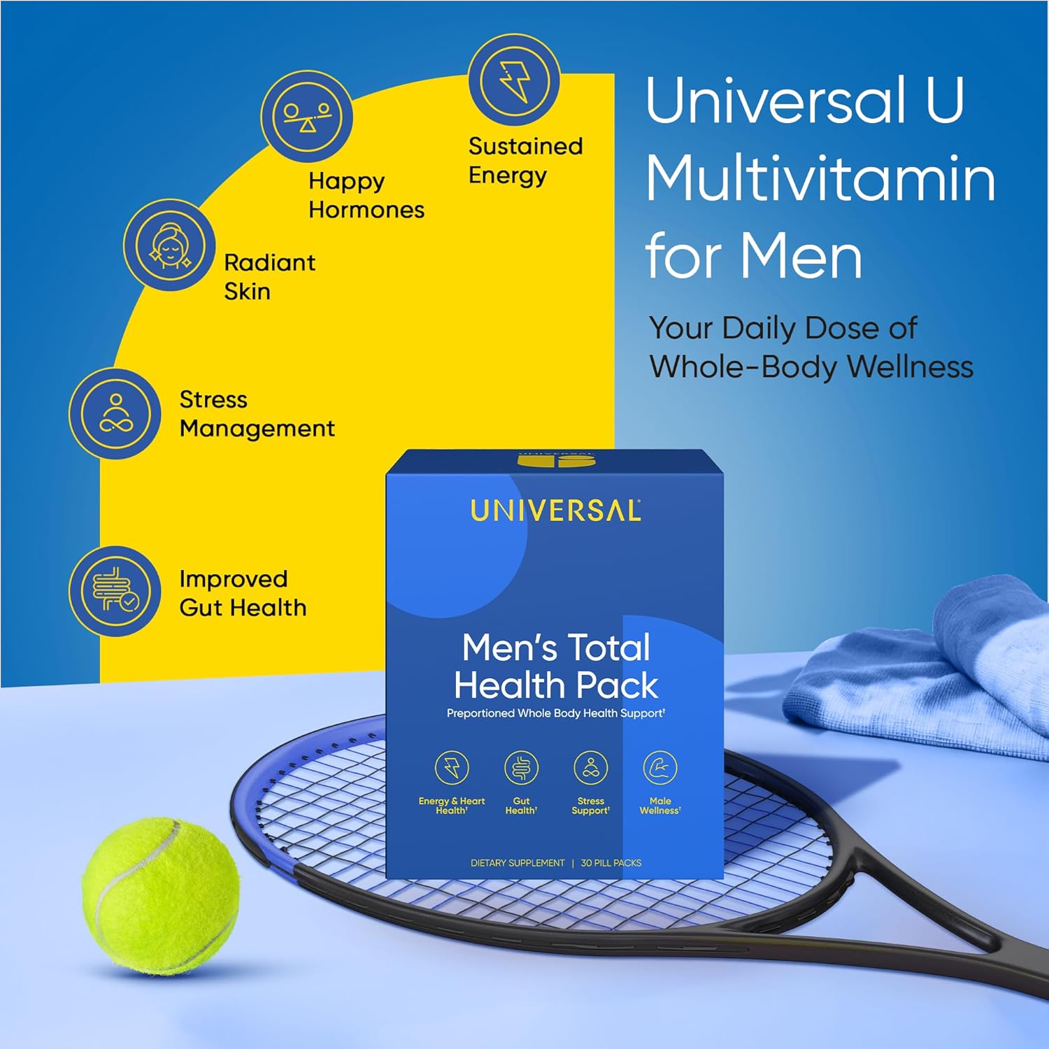 Men's Total Health Daily Vitamin Packs - 22 Essential Minerals & Vitamins for Men, All-in-One Multivitamin Supplement