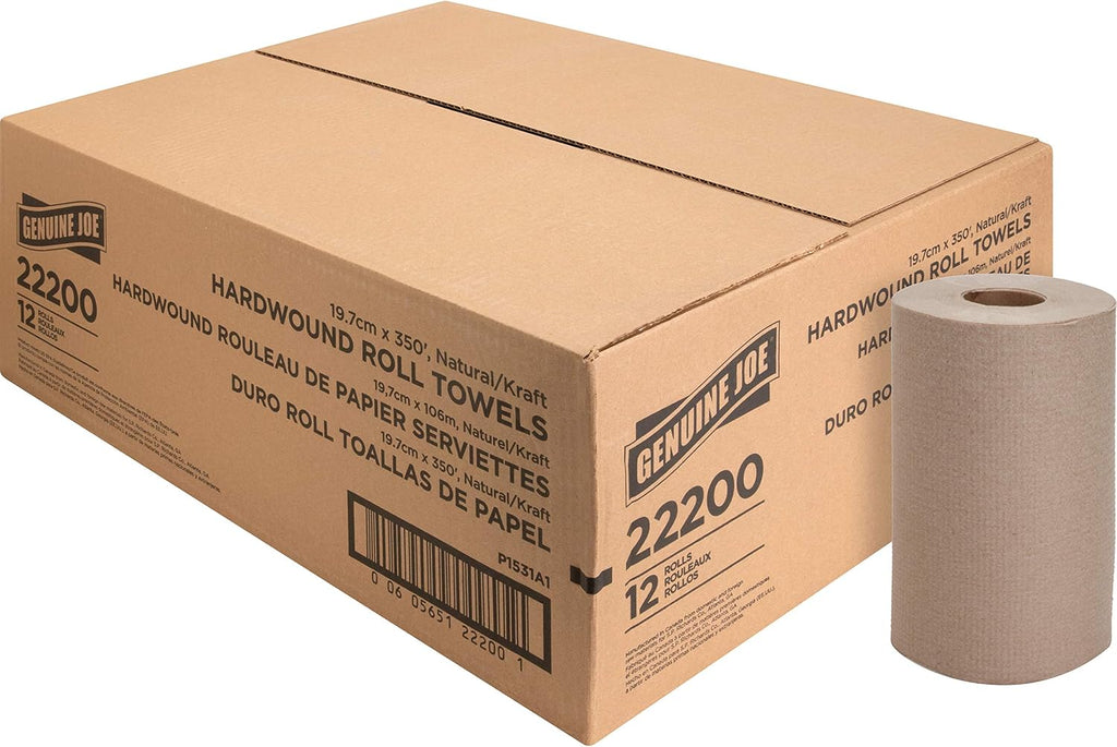 Hardwound Roll Towels, Kraft, 7.9" x 350', 12 Count