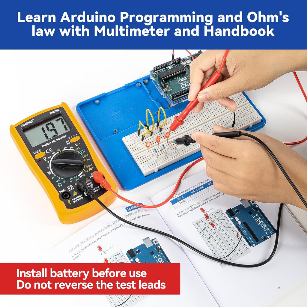 Inventor Lab Starter Kit with Original Arduino Uno R3 REV3 Multimeter 34 Projects 40+Video Courses RAB Breadboard
