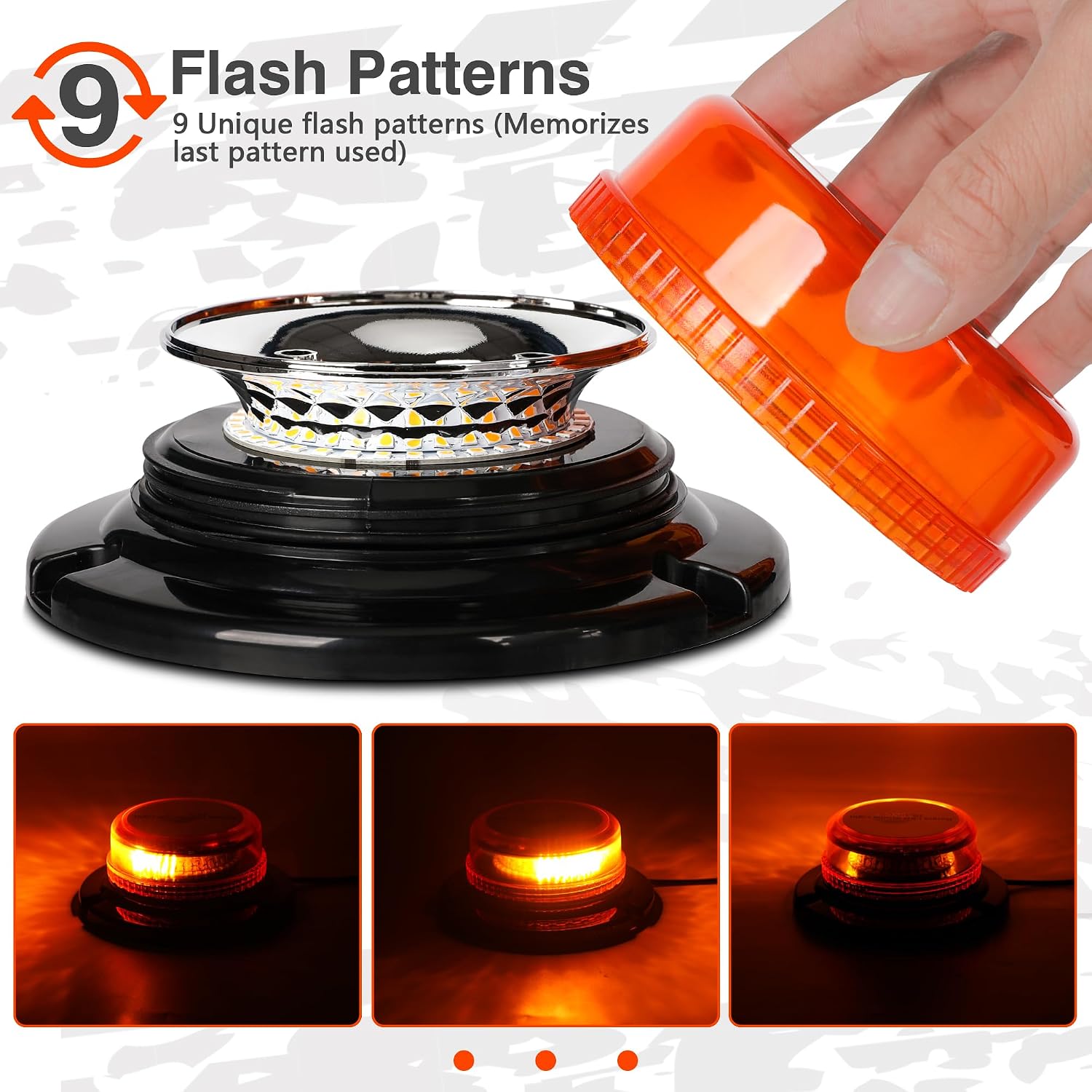 2 Pcs Beacon Lights LED Strobe Light Warning Safety Flashing Lights | 12V-24V Amber 36 LED with Magnetic and 16 ft