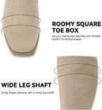 Knee High Boots for Women Wide Calf Tall Boots Square Toe 6.5W