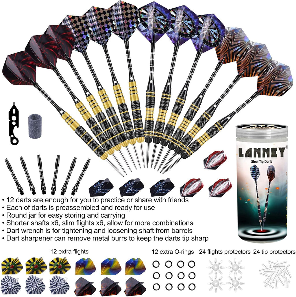 Darts Metal Tip Set, 20g/24g Brass Barrels Steel Tip Darts with Case | Flexible Setups, Aluminum Shafts