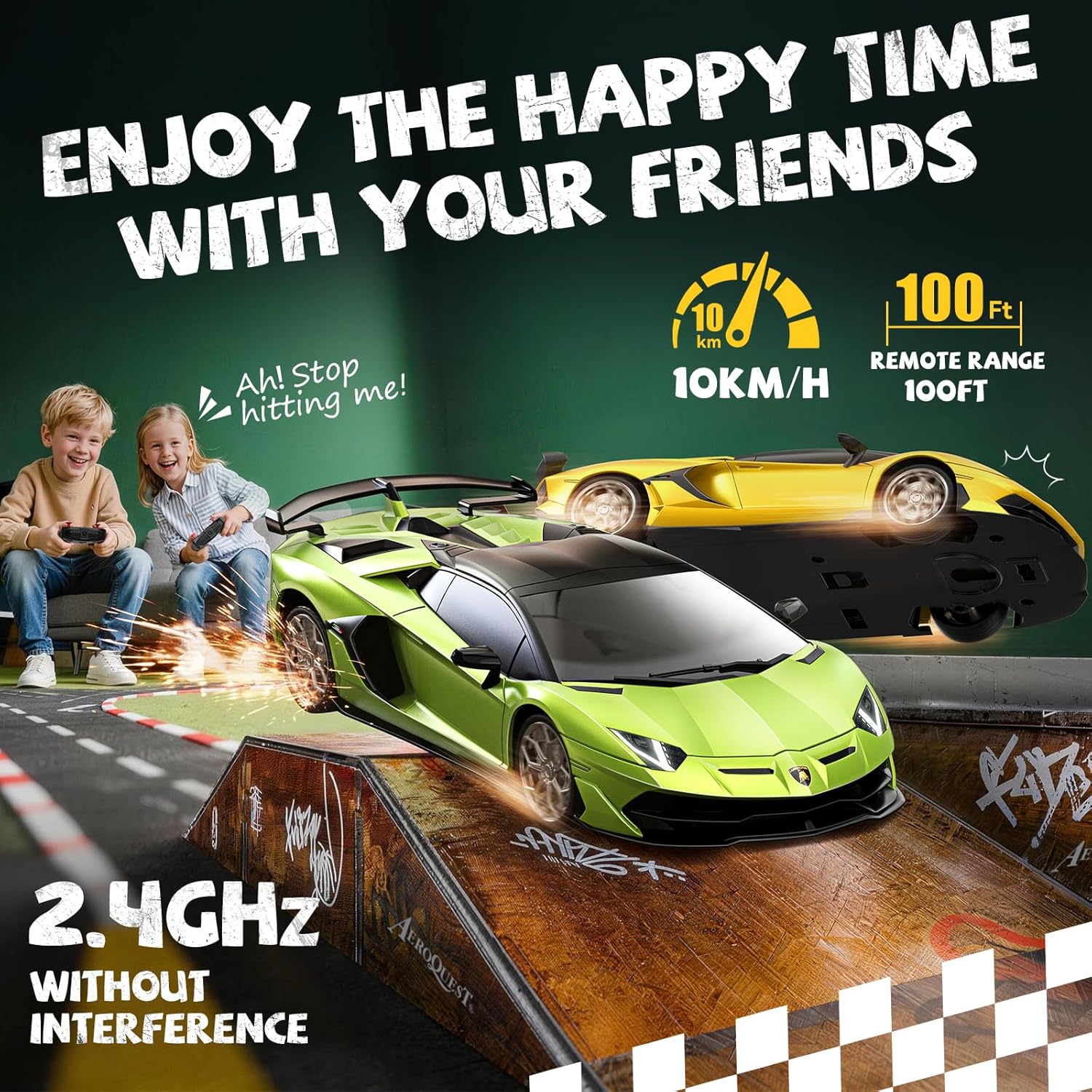1:24 Lamborghini Remote Control Car （Green） | Officially Licensed,Birthday Gift,Toys for ages 3-8,Aventador SVJ