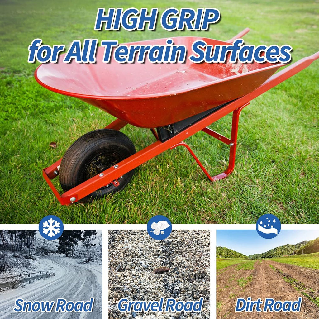 4.00-6 Wheelbarrow Tire, 13" Flat-free Solid Tire and Wheel, with 5/8" or 3/4" Bearings, 1.75" Centered Hub for