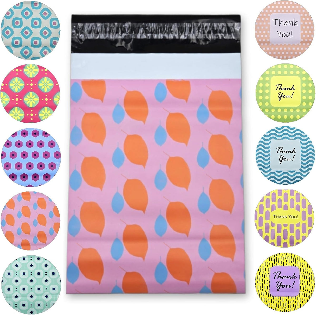 8 x 11 Poly Mailers 2.4 Mil Designer Quality Shipping Plastic Envelopes Mailing Bags Self Adhesive Printed (Pink