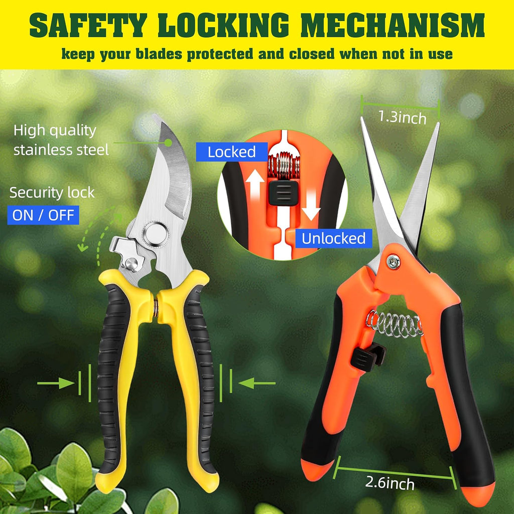 4 Pack Garden Pruning Shears, Stainless Steel Garden Shears, Gardening Shears, Garden Scissors, Clippers, Pruning