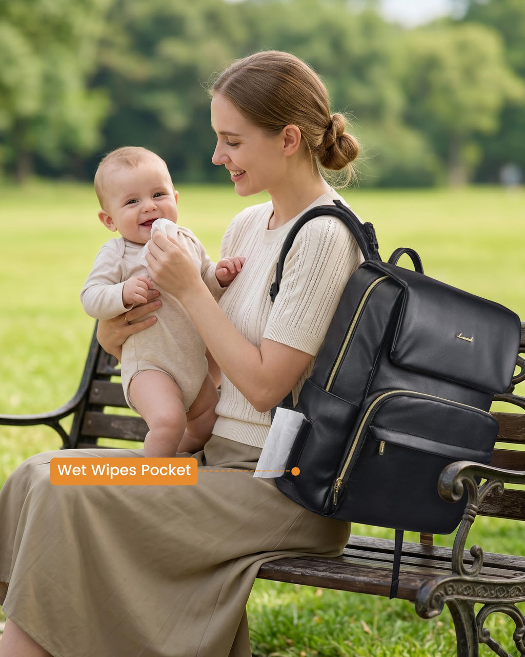 Leather Diaper Bag Backpack for Women