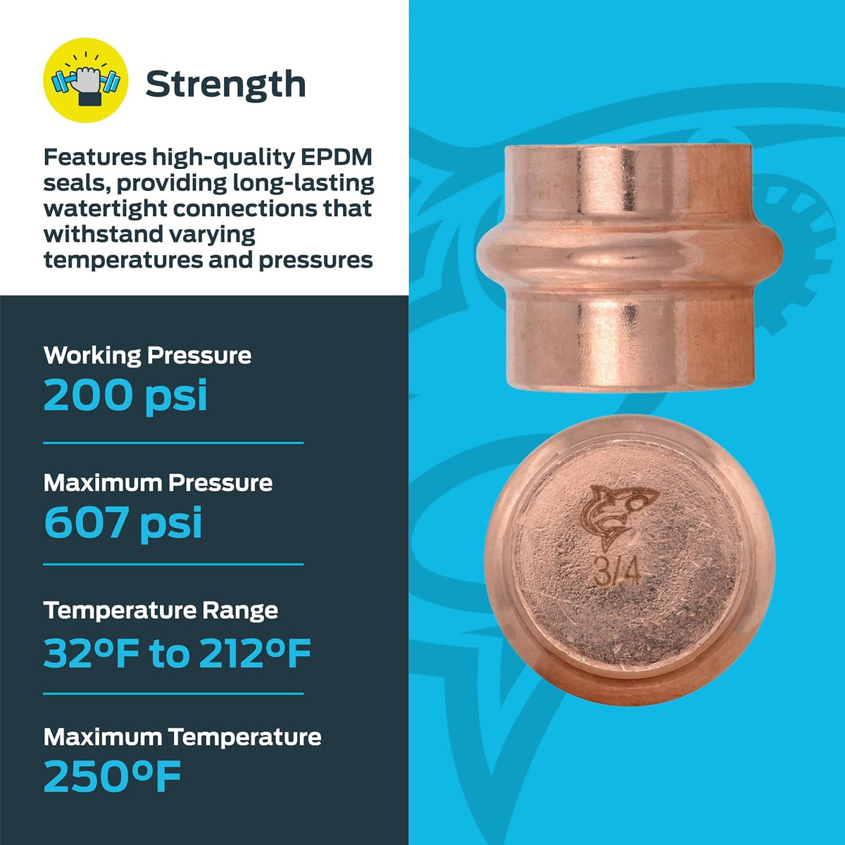 SharkBite 3/4 Inch End Cap, Copper Press Plumbing Fitting, Pack of 5, UPR518X5