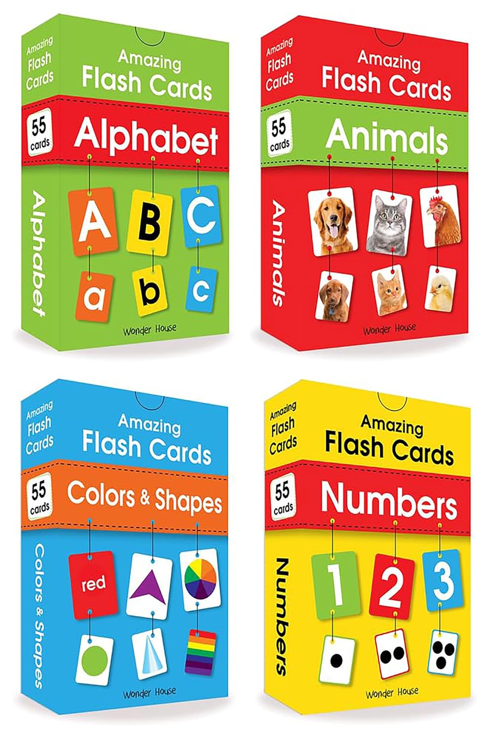 Amazing Flash Cards Set Of 4 Boxes: Early Development OF Preschool Toddler (220 Cards, Alphabet, Number, Animals