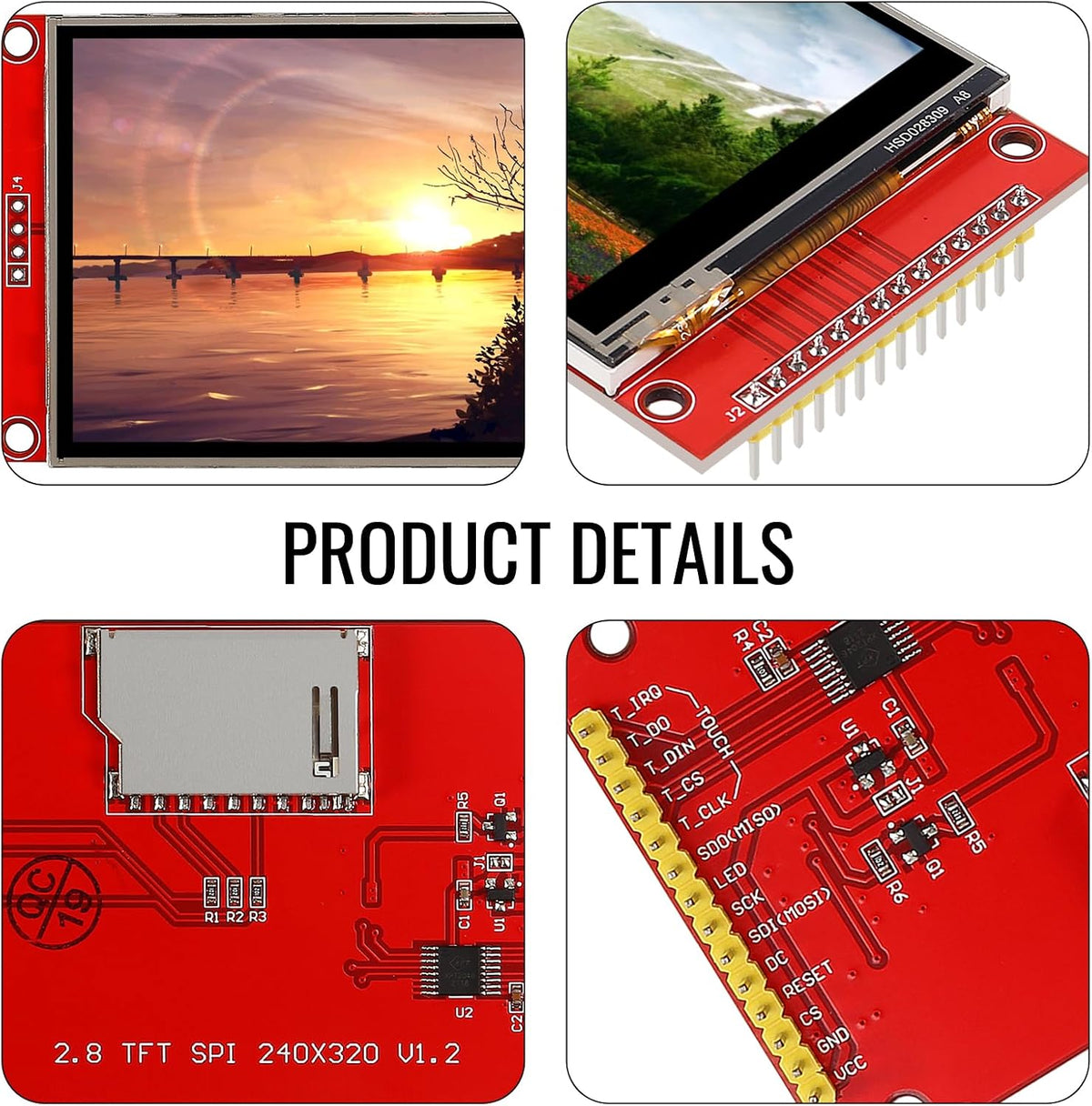 2pcs 2.8" SPI TFT LCD Display Touch Panel ILI9341 240x320 TFT LCD Touch Screen Shield 5V/3.3V STM32 Display Module SPI Serial with Touch Pen