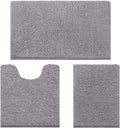 3 Pieces Bathroom Rugs, Soft Thick Absorbent Chenille Bath Mats, Washable Non-Slip Floor Rugs for Shower & Bath, Grey