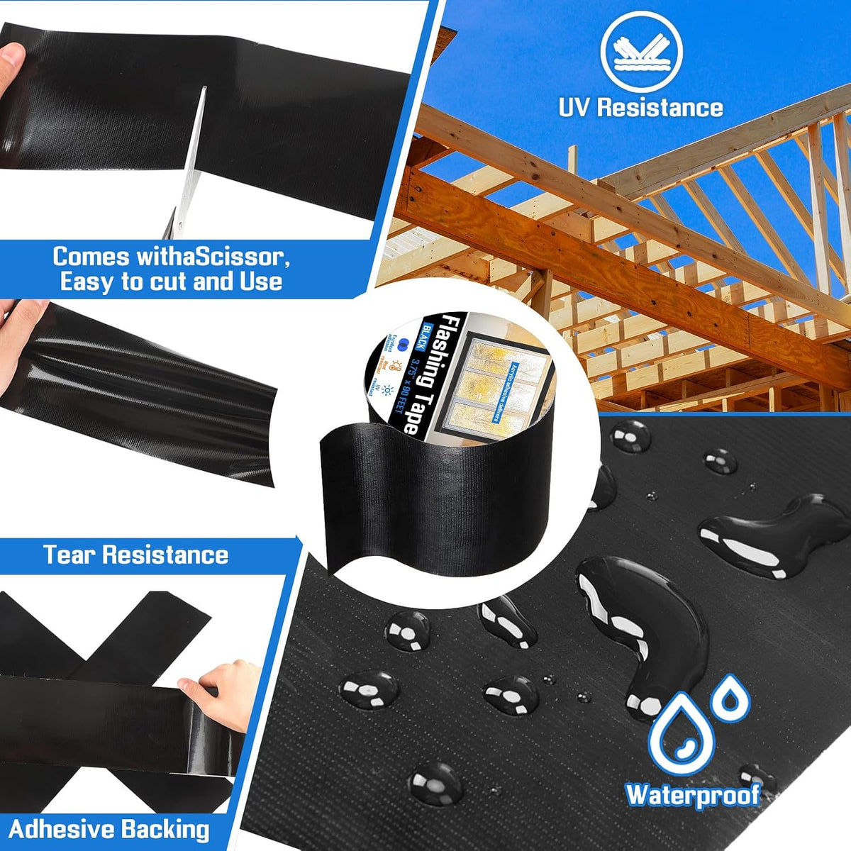 1 Roll Window Flashing Tape Waterproof, 3.75 Inch X 90 ft