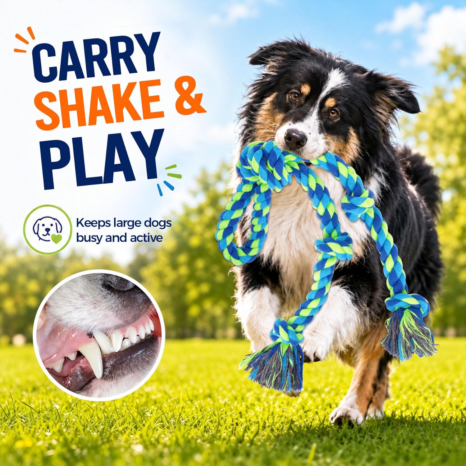 Tough Dog Rope Toys for Aggressive Chewers, Tough Tug of War Dog Toys for Large, Medium & Small Dogs – 5 Pack