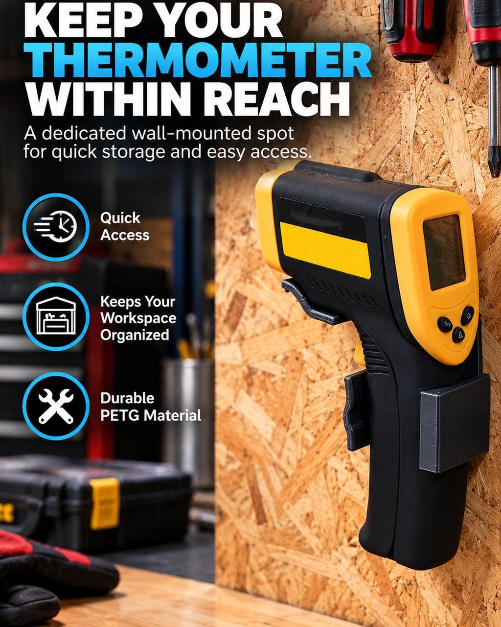 Infrared Thermometer Wall Mount Compatible with Etekcity, Storage(2Pcs)