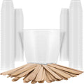 2 Oz (60 ml) Liquid Measuring Cups, 100 Pack with 25 Sticks