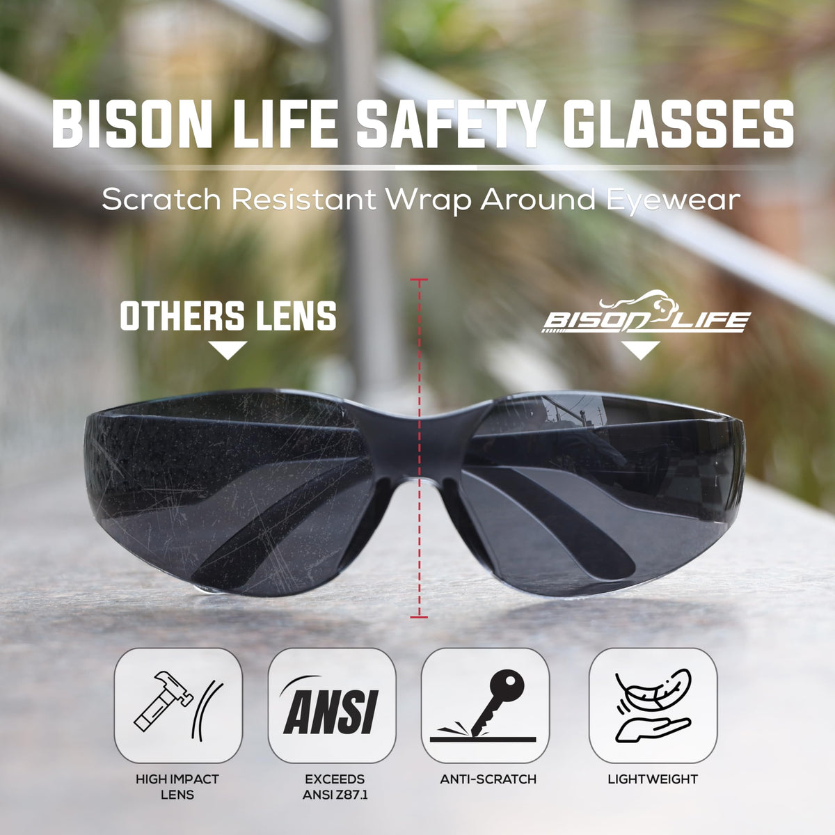 Black Safety Glasses for Men & Women, Bulk, ANSI Z87.1, 12 Pack