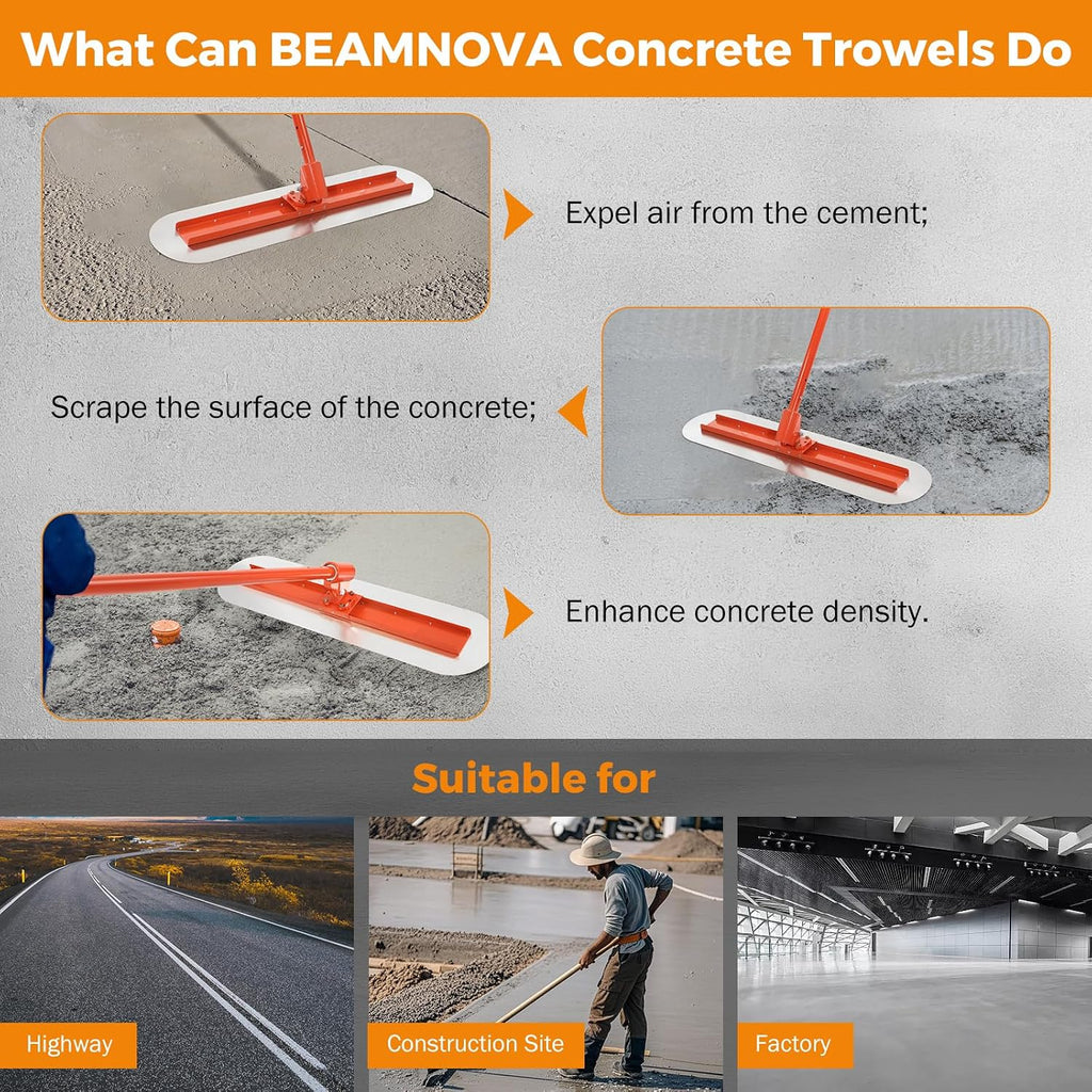 Bull Float, Concrete Tools Kit with 48 * 12 Inches Scraper | Stainless Steel Bullfloat Concrete Trowel, 181 in Cement