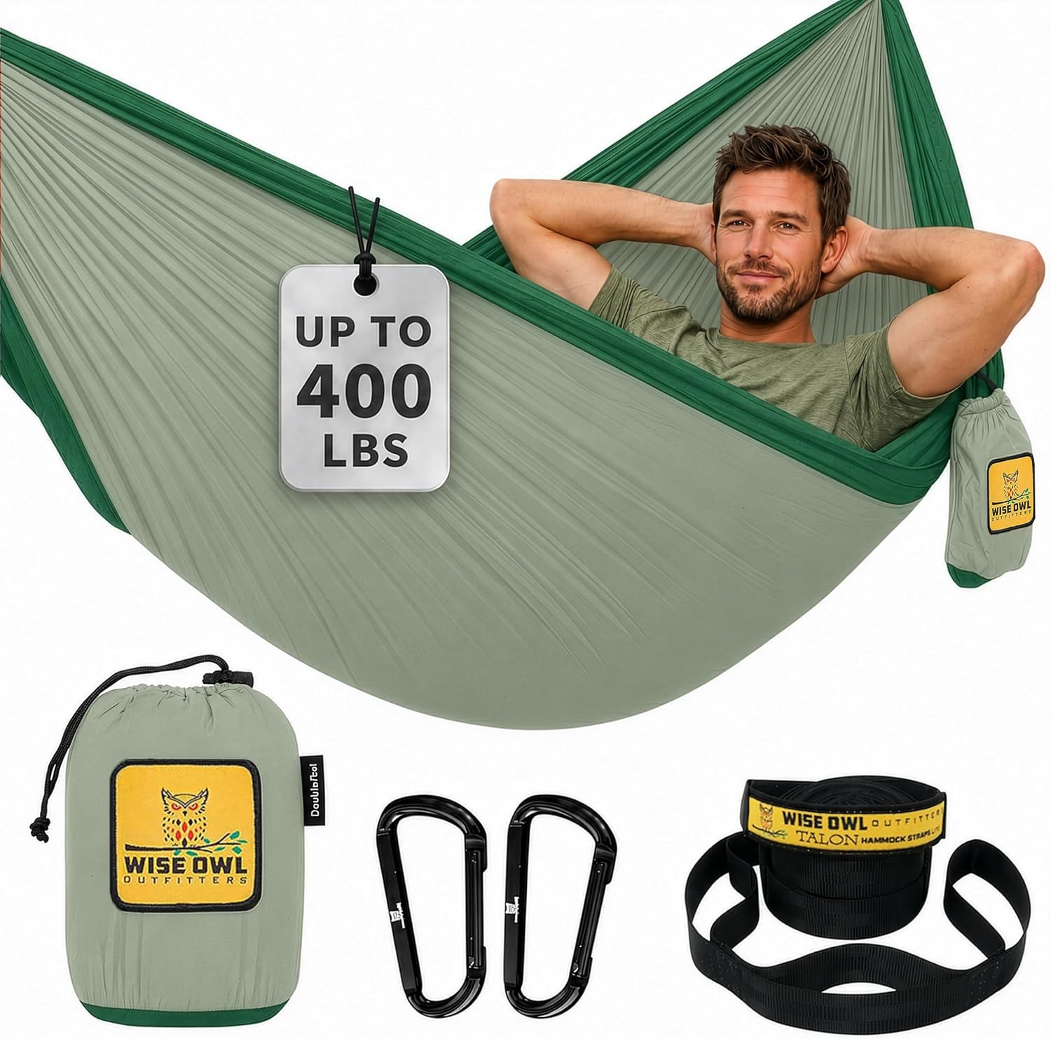 Camping Hammock – up to 500lbs Portable Hammock with Tree Straps - Travel, Backpacking, Hiking, Outdoors Camping Gear